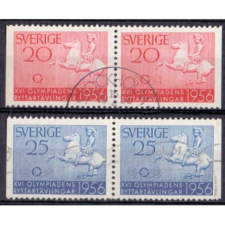 Sverige. 1956. Rideolympiaden i Stockholm, AFA nr. 419Cv-420Ch ** (2)  postfrisk stemplet FDC st,