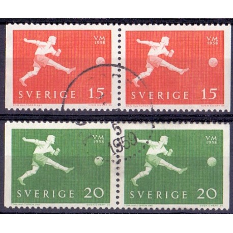 Sverige. 1958. WM i fodboldt. AFA nr. 444Cv-445Ch ** (2)   postfrisk stemplet FDC st,