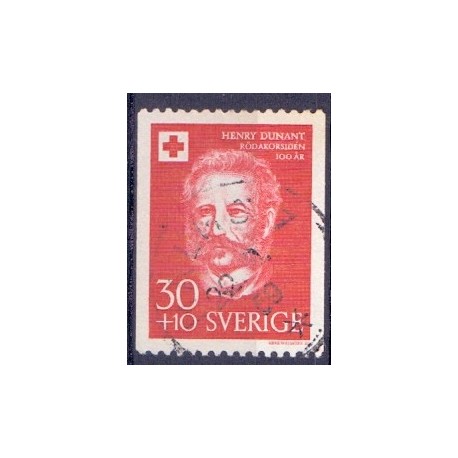 Sverige. 1959. Røde Kors Henri Dunant. 30+10 Øre. AFA nr. 454 **    postfrisk stemplet FDC st,