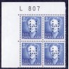 1992. Margrethe AFA nr 1019 Marginal 4-blok med perfin "H" postfrisk