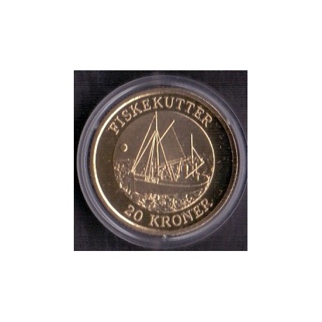 Skibsmønter 20 kr. Fiskekutter, fra 2012, i kvalitet proof.
