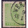 Sverige. 1858. 5 Øre, våben, grøn, AFA nr. 7a, ubrugt postfrisk, stemplet