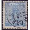 Sverige. 1858. 12 Øre, våben, Ultramarin, AFA nr. 9a, postfrisk stemplet