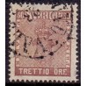 Sverige. 1858. 30 Øre, våben, Brun, AFA nr. 11, postfrisk stemplet