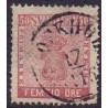 Sverige. 1858. 50 Øre, våben, Rosa, AFA nr. 12, postfrisk stemplet