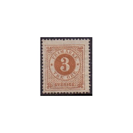 Sverige. 1872. Ringtype 3 Øre. AFA nr. 17 **, postfrisk stemplet FDC st,