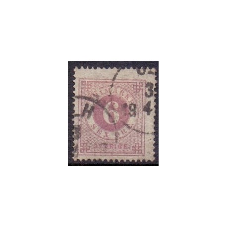 Sverige. 1872. Ringtype 6 Øre. Lysviolet. AFA nr. 20c **, postfrisk stemplet FDC st,