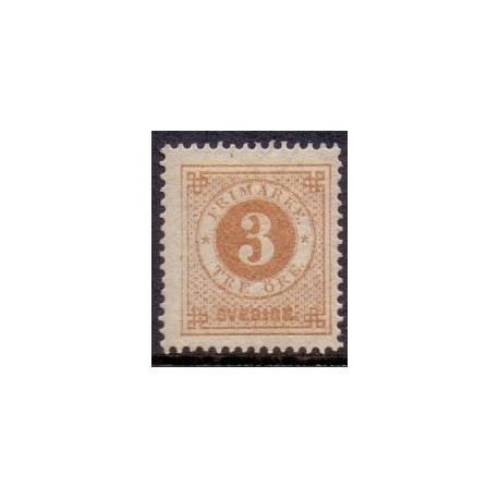 Sverige. 1877. Ringtype 3 Øre. AFA nr. 17B ** postfrisk stemplet FDC st,