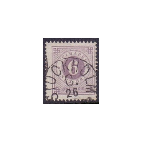 Sverige. 1877. Ringtype 6 Øre. Violet.  AFA nr. 20Ba * postfrisk stemplet FDC st,