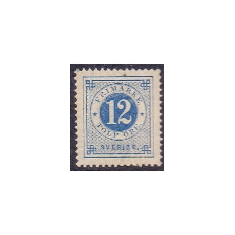 Sverige. 1877. Ringtype 12 Øre.  AFA nr. 21B * postfrisk stemplet FDC st,