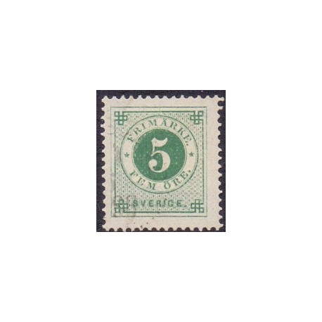 Sverige. 1886. Ringtype (med posthorn) 5 Øre, AFA nr 32 **   postfrisk stemplet FDC st,