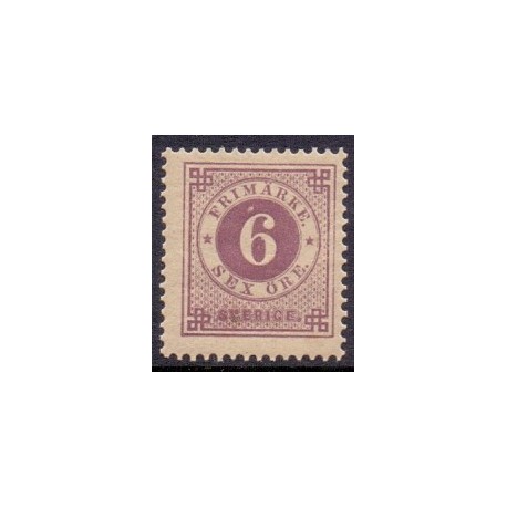 Sverige. 1886. Ringtype (med posthorn) 6 Øre, AFA nr 33 **   postfrisk stemplet FDC st,