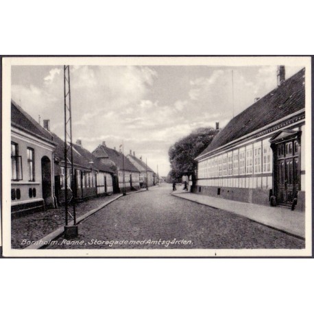 Bornholm. Rønne Storegade med Amtsgården, ubrugt (Olsen 7931)