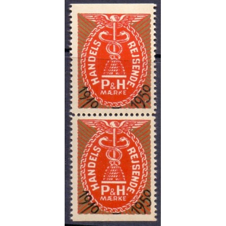 Danmark Mærkater/Cinderella: Handelsrejsende P & H jubilæumsmærke 1910-1950, i par **