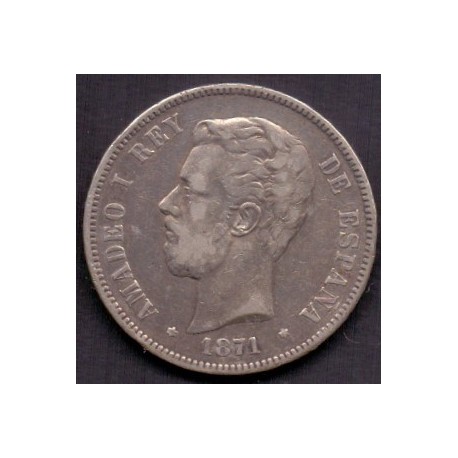 Spanien - Spain. 5 Pesetas, 1871, KM 666