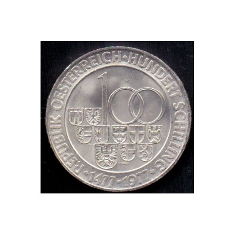 Østrig-Austria. 100 Schilling, 1977, 500th Anniversary, Sølv (0,640) 23.93 g