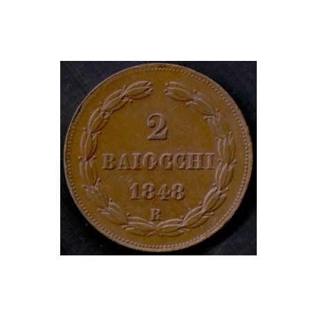 Italien-Italy. PAPAL STATES 2 Baiocchi 1848. KM1343 R