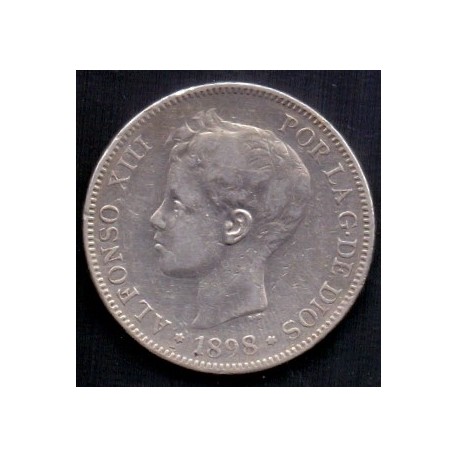Spanien - Spain. 5 PESETAS 1898 ALFONSO XIII KM707 Ag,