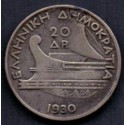 Grækenland-Greece. 20 Drachmai, 1930 KM73 Ag.