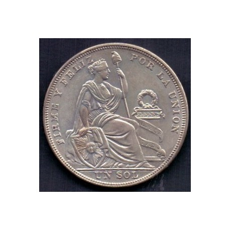 Peru. 1923 Peru Un Sol 5 Decimos. Ag,