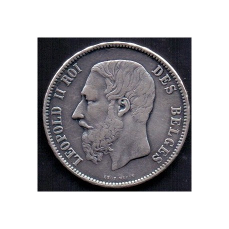Belgien-Belgium. 5 F 1869 Leopold II. Ag.