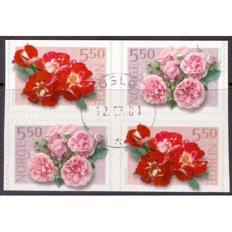 Norge. 2001. Roser II, i 4-blok, AFA nr. 1383Co-84Cn. **  stemplet postfrisk FDC