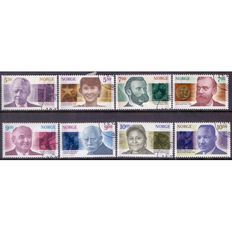 Norge. 2001. Nobelpris 100 år, AFA nr. 1390-97 ** stemplet postfrisk FDC