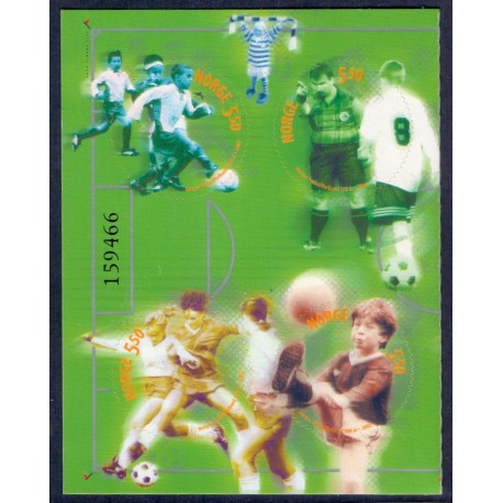 Norge. 2002. Fodboldtforbundet i 4-blok, AFA nr. 1416-19  **  stemplet postfrisk FDC