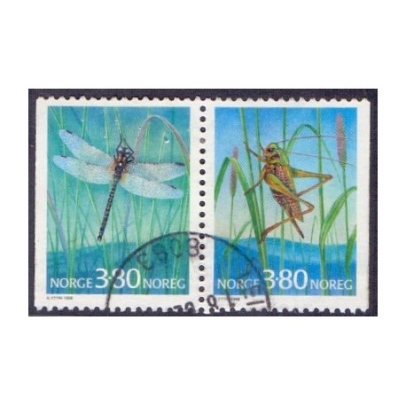 Norge. 1998. Guldsmed og Græshoppe, i parstykke. AFA nr. 1273Ch-74Cv.  ** stemplet postfrisk FDC