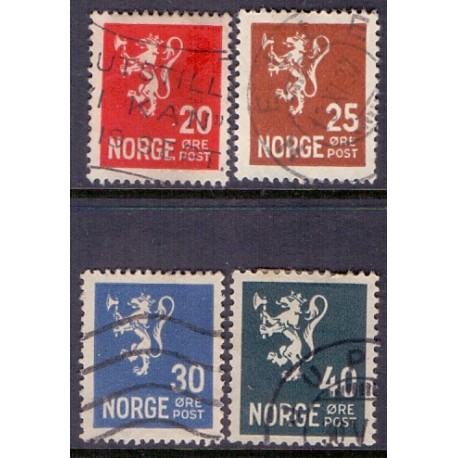 Norge. 1927-28. Suppleringsværdi 20-40 øre. AFA nr. 131-34 st. (4) st. stemplet postfrisk