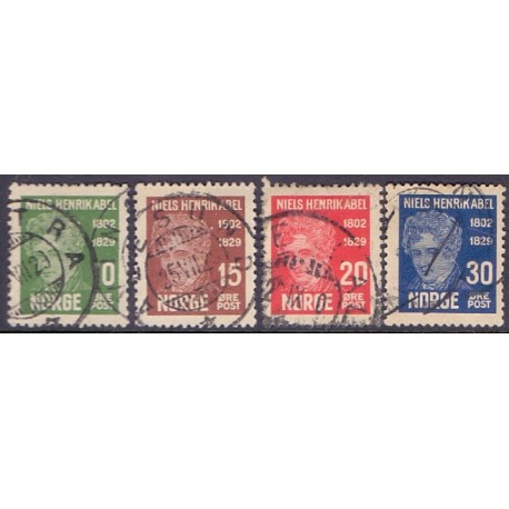 Norge. 1929. N.H. Abels død 10-30 øre. AFA nr. 148-51 st. (4)