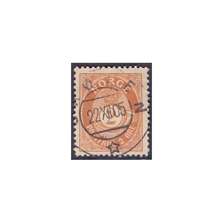 Norge. 1893-98. 2 Øre, tk. 14½x13½, AFA nr. 53B ** Postfrisk ubrugt stemplet st.