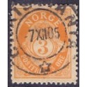 Norge. 1893-98. 3 Øre, tk. 14½x13½, AFA nr. 54B ** Postfrisk ubrugt stemplet st.