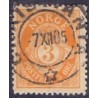Norge. 1893-98. 3 Øre, tk. 14½x13½, AFA nr. 54B ** Postfrisk ubrugt stemplet st.