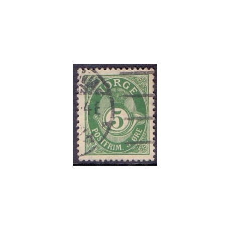 Norge. 1893-98. 5 Øre, tk. 14½x13½, AFA nr. 55B ** Postfrisk ubrugt stemplet st.