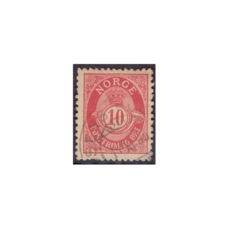 Norge. 1893-98. 10 Øre, rosa tk. 14½x13½, AFA nr. 56B ** Postfrisk ubrugt stemplet st.