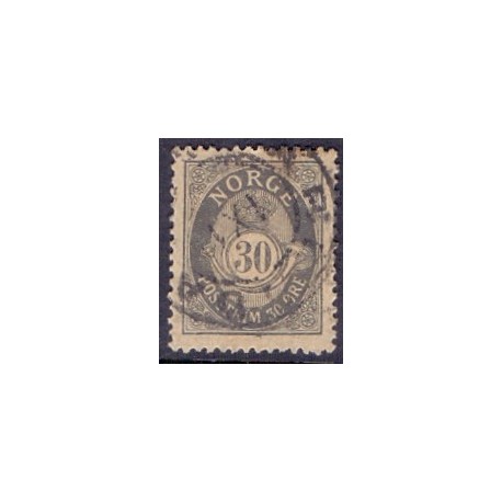 Norge. 1907. 30 Øre. tk. 14½x13½ AFA nr. 66 **  Postfrisk ubrugt stemplet st.