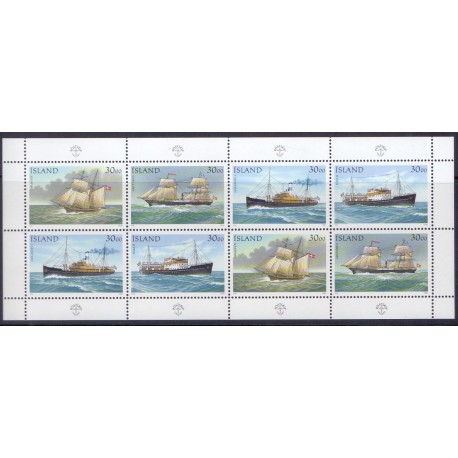 Island. 1991. Skibe i sammentryk fra hæfter. AFA nr. 746-49 ** postfrisk st. stemplet FDC