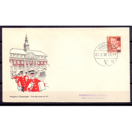 1956. Provisorier, AFA nr. 364 på  FDC med enkeltmærke   4-blok
