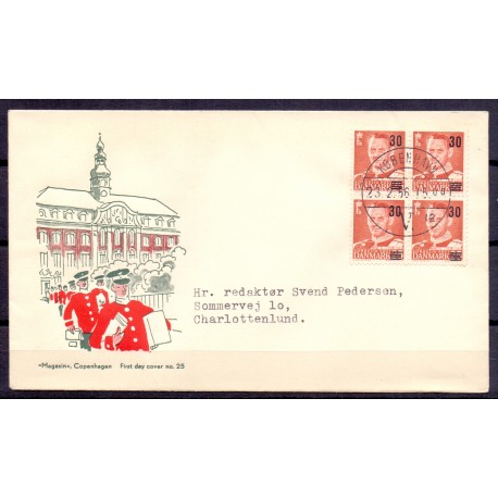 1956. Provisorier, AFA nr. 364 på  FDC med enkeltmærke   4-blok