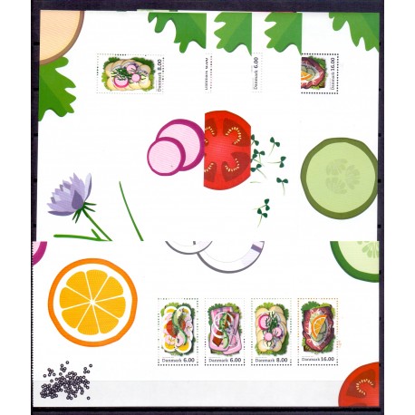 2012. Smørrebrød. AFA nr. 1701a-03a, fra hæfter  postfrisk  Stemplet FDC