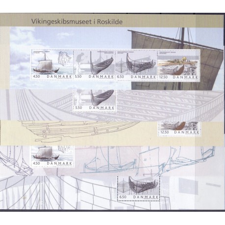 2004. Vikingeskibsmuseet, AFA 1404-08, i postfrisk miniark Stemplet FDC