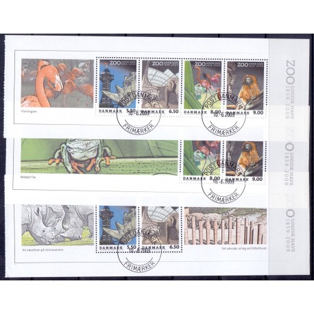 2009. Zoologisk Have, AFA nr. 1582-84,i postfrisk miniark   Stemplet FDC