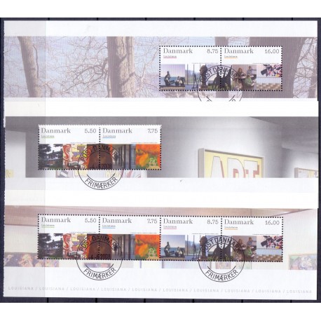 2008. Kunstmuseet Louisiana, AFA nr. 1543-45, i postfrisk miniark  Stemplet FDC