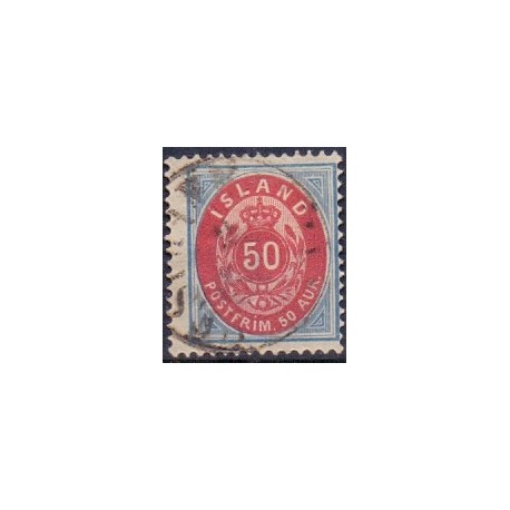 Island. 1892.  50 aur. VM II. AFA nr. 16A **   postfrisk st. stemplet FDC