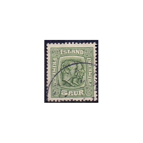 Island. 1915-18. Dobbelthoveder. AFA nr. 79 **  postfrisk st. stemplet FDC