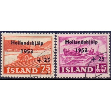 Island. 1953. Hollandshjælpen, komplet sæt. AFA nr. 286-87  **  postfrisk st. stemplet FDC