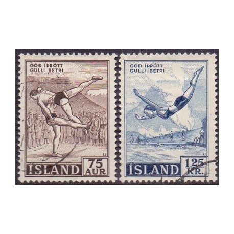 Island. 1955. Sportsudgave.  AFA nr. 299-300  **  postfrisk st. stemplet FDC