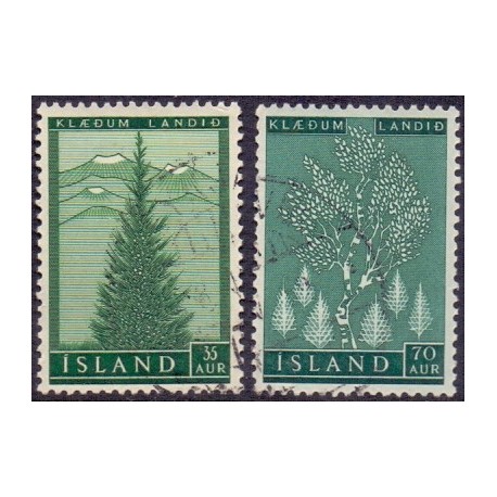 Island. 1957. Trævækstens fremme.  AFA nr. 321-22  **  postfrisk st. stemplet FDC