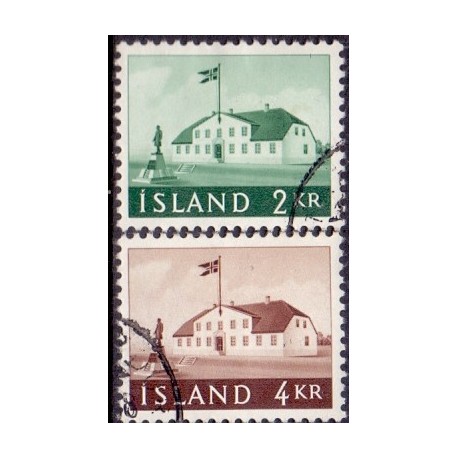 Island. 1958. Den gamle regeringsbygning.  AFA nr. 330-31 ** postfrisk st. stemplet FDC